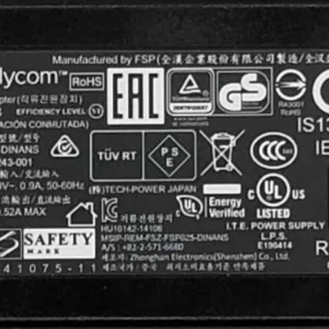 UpBright 48V AC/DC Adapter Compatible with Polycom Poly CCX 700 600 500 505 CCX700 2200-49750-025 CCX600 2200-49770-019 CCX500 2201-49720-001 CCX505 IP Phone 2200-49760-001 FSP FSP025-DINANS2 Charger